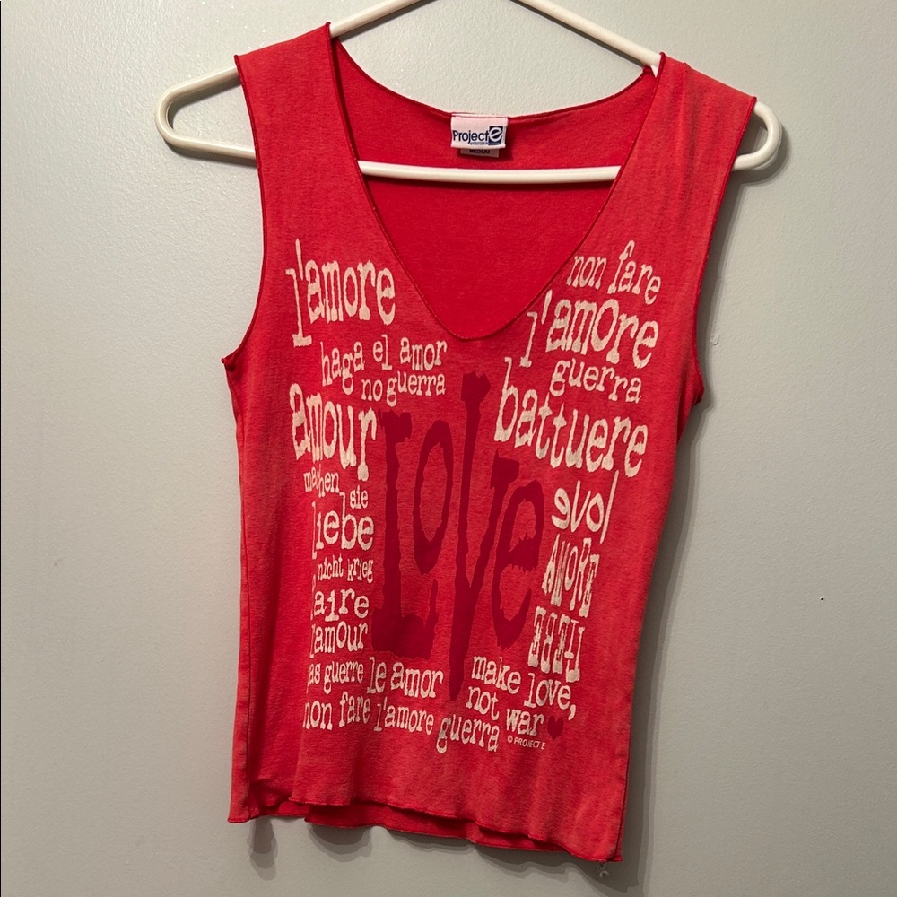 Project E L'amore Text Print Tank Top